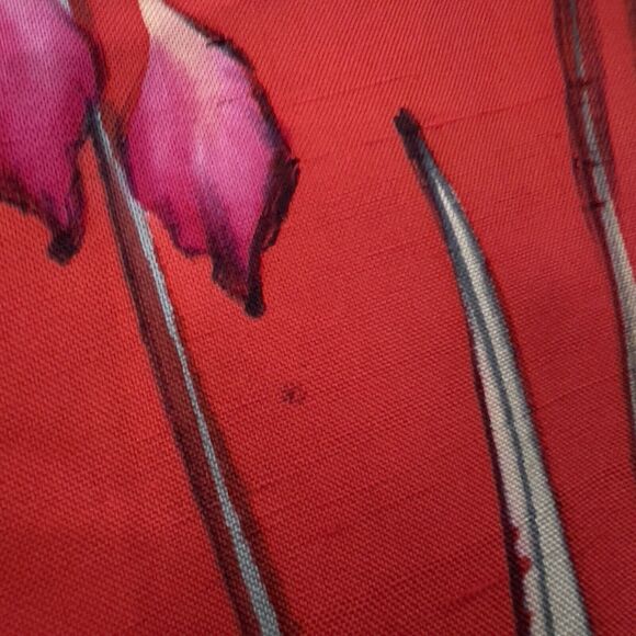 Vintage Yolanda Lorente Open Blazer Jacket 1X Floral Red Hand Painted 100% Silk - Picture 6 of 11